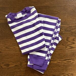 Purple and White Striped Pajama Set (size 120 or US 6-7)